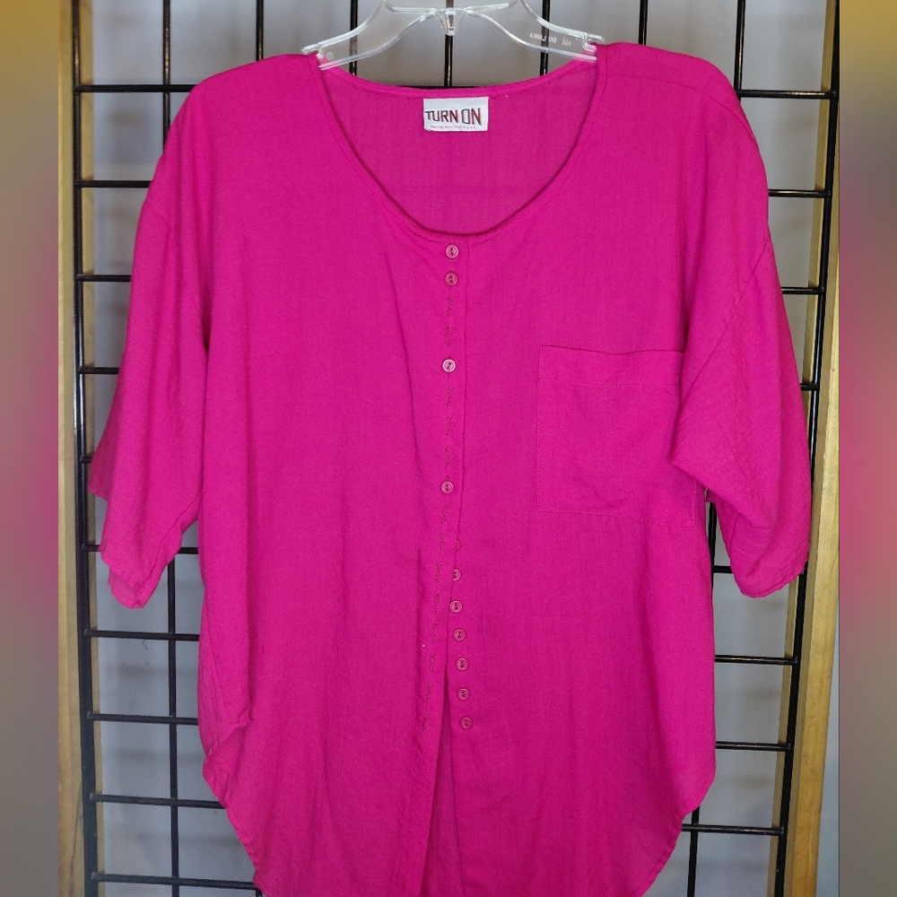 Fuchsia Button-Down Shirt for Women